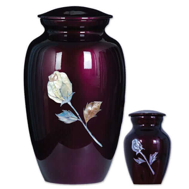 Deep Purple with Pearl Rose Keepsake Urn