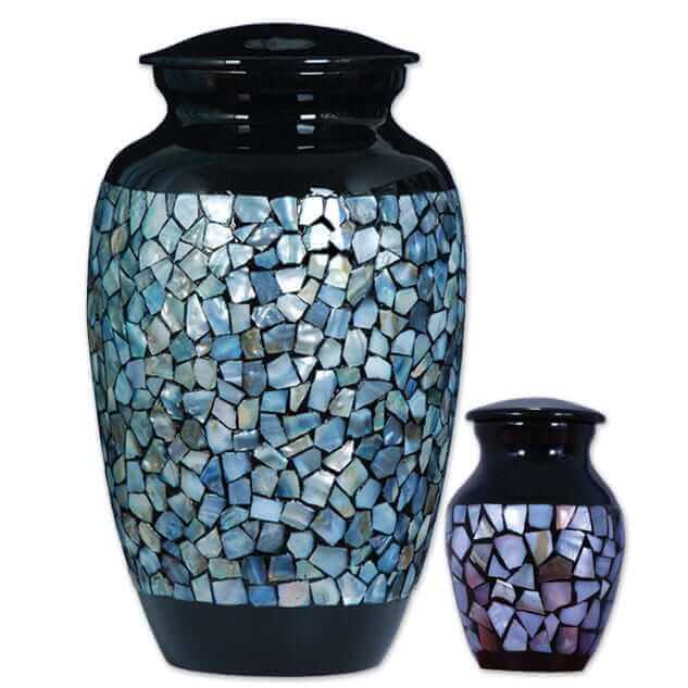 Black with Pearl Mosaic Keepsake Urn