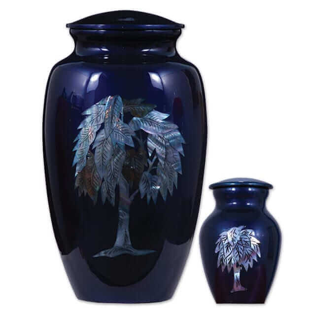 Blue Violet Urn with Mother of Pearl Tree