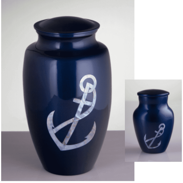 Blue with Pearl Anchor Keepsake Remembrance Urn