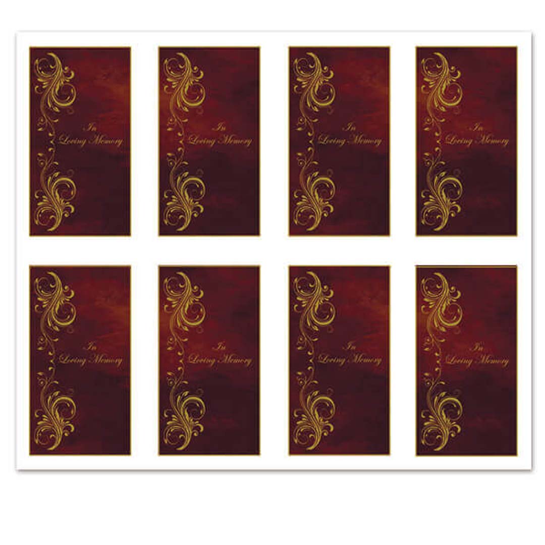 Maroon Elegance - In Loving Memory 8 up Prayer Cards