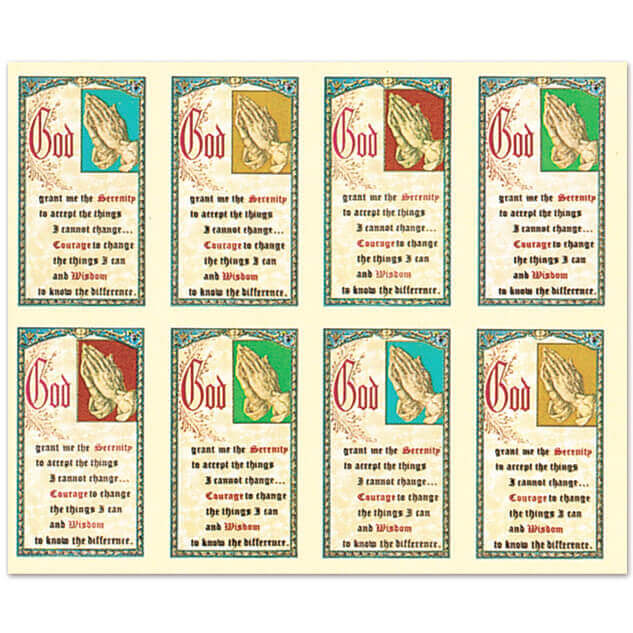 Serenity Prayer 8-up Prayer Cards Serenity Prayer 8-up Prayer Cards