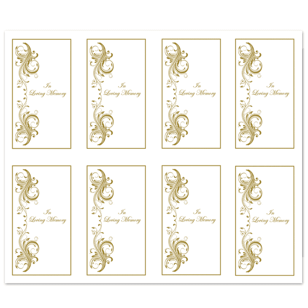 White Elegance - In Loving Memory 8 up Prayer Cards White Elegance - In Loving Memory 8 up Prayer Cards